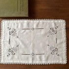 French Antique Lace Embroidery Cloth  Vintage  Slight Wear  45x31cm