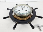 Vintage Schatz Germany 8 Day  ships Bell Strike  Brass Porthole Ship Wheel Clock