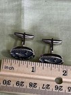 Vintage Sarah Coventry Silver Tone Fish Black Painted Cufflinks Ys-37