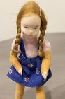 Vintage Miniature Fabric Poseable Girl Doll 4 5    Handmade Dollhouse 1950s Braids