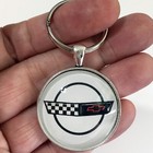 Vintage Corvette C4 Black Hood Emblem 1 2  Diameter Keychain Chevy 1991-1996