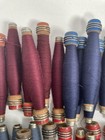 Wrapped Wood Quills  Bobbins  Spools  3 Dark Blue  3 Green  Textile  Lot Of 36