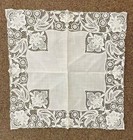 Euc  French Chantilly Ivory Hand-made Lace Wedding Hanky Handkerchief 11    Square