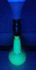 Vtg Art Deco 1939 World s Fair Uranium Milk Glass Embossed Vinegar Bottle Lamp