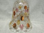 Huge Czech Art Glass Bohemian Clear W yellow Gold Polka Dot Stain Dinner Bell
