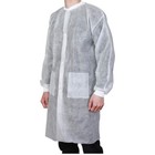 50 Pcs Disposable Lab Coats 35gsm White Knitted Cuffs Collar 2 Pockets 4-snap
