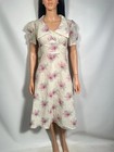 Vintage 1970s Does 40s Romantic Rose Print Dress Size Xs
