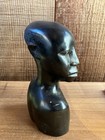 Vintage African Tribal Head Bust Sculpture Hand Carved Ebony Wood Heavy 7    Man