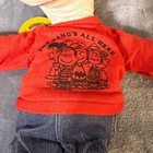 Vintage Ideal Toy Snoopy Peanuts Plush Doll Red Sweatshirt Jeans Determind Prod 