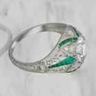 Vintage Art Deco Style Round Lab Created Diamond Wedding 14k White Gold Fn Ring