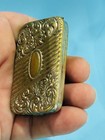 Vintage Vesta Case Ornate Match Holder Hinged Lid Striker Stamp Holder