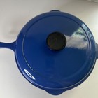 Le Creuset  27 Blue Enameled Cast Iron Skillet Cassadou With Lid And 2 Spouts