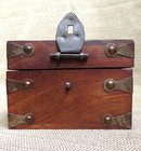 Lidded Vintage Wooden Box  japanese   With Metal Fittings