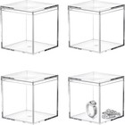 Small Acrylic Box 4 Packs Clear Boxes With Lid Acrylic Square Cube For Displa   
