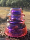Hemingray 42 Glass Insulator Coral Violet Electric Fusion Hand Colored Art Decor