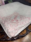 Vtg  Hand Embroidered Monogram Or Letter A Handkerchief 