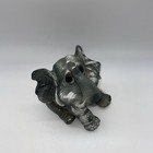 Gray Elephant Handmade Trunk Up Happy Figurine - Safari Animal Statue Home Decor