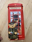 Vintage Harrods Mail Box Teddy Bear Piggy Bank Tin Red Phone Booth Bear