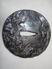 Japanese Iron Tsuba Zogan Inlay Landscape Round Tsuba Box Sword Guard Samurai