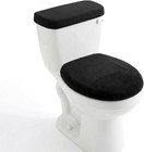 Toilet Lid Cover And Tank Cover Set Polyester Velvet Elastic Fit Bathroom Seat