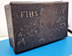 Antique Metal First Aid Kit Box Industrial Medical Tin C1920s-1930s Vintage