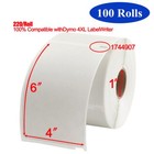 100 Rolls 4x6inch Direct Thermal Shipping Labels 1744907 Compatible For Dymo 4xl