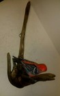 Mdz  Hand Carved Pine Grosbeak Bird Wall Hanging Wooden Sculpture On Drift Wood 
