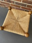 Vintage Wood Bench Foot Stool Hand Woven Seat Rush Rope Ottoman 
