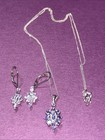 Sterling Silver Tanzanite Cluster Necklace And Earrings Set 925 Silver