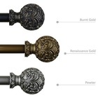 1  Adjustable Single Drapery Curtain Rod With Scroll Ball Finials  28 -120 