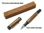 Banksia Wood Upsilon B Fountain Pen In Sterling Silver   Gold Titanium  188 