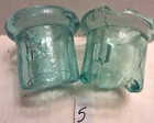 Old Original Aqua Glass Lightning Rod Weathervane Brace Insulators X 2   5