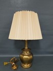Vintage Electric Lamp Light Brass Base W  Finial   Shade - Tested Works
