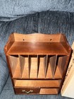 Early American Style Country Store Organizer With Drawer Rich Walnut Finish Vtg