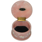 Vintage Genuine Incolay Stone Pink Mauve Jewelry Trinket Ring Box Cats Very Rare