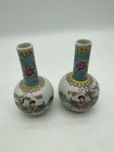 Pair Of Antique Chinese Famille Rose Porcelain Figure Vases