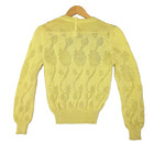 Vtg 1970s Michael Milea Embroidered Knit Sweater Cottage Pointelle Puff Sleeve S