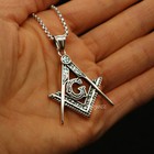 Mens Freemason Masonic Lodge Pendant Necklace Stainless Steel Silver Men Gift