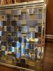 Vintage Brass Woven Metal   Wood Magazine Rack Gold Brass   Silver Chrome Mcm