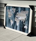 World Map Wall Art Rustic White Framed Painting Gicl  e Canvas Print 32 x23 