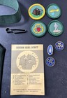 Vintage Girl Scouts Lot Green Beret Sash W  Patches Shoulder Strap Belt Vintage