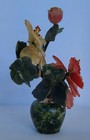 Chinese Oriental Bonsai Feng Shui Jade Tree Art Statue Cream Peach Vintage