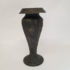 Antique Repouss   Art Nouveau Silver Plate On Copper Trumpet Vase  12 1 2  Tall
