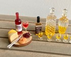 1 24 Dollhouse Miniature Drink Wine Bottle Decanter Glass Cheese Board Coffee