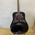 Acoustic Electric Guitar With Black Crow Pattern Solid Spruce Top