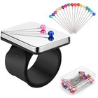 Magnetic Pincushion Wristband 9 5  With 100 Pcs 1 5 Inch Colorful Ball Black