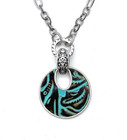 Patricia Nash Silvertone Turquoise Leather Inlay Pendant  18 