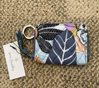 Vera Bradley Rfid Petite Small Zip Around Wallet Key Ring Chain  Palm Floral