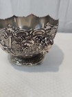 Vintage 50s Silver Plated Victorian Footed Cherub Bowl With Man Face  No Handles