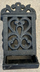 Antique Black Cast Iron Matchbox Holder Vintage Match Box Fireplace Holder